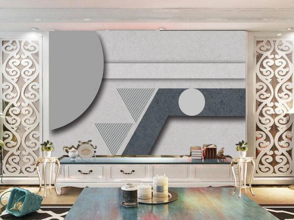 Modern Three-dimensional Geometric Line Background Wall