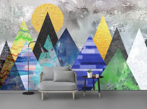 Modern Abstract Geometric Landscape Background Wall
