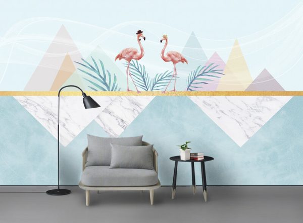 Modern Creative Geometric Flamingo Background Wall