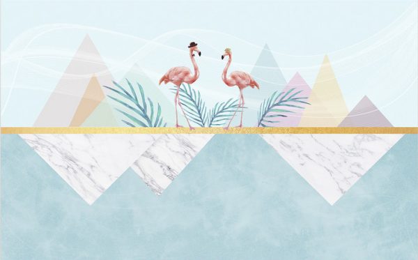 Modern Creative Geometric Flamingo Background Wall - Image 2