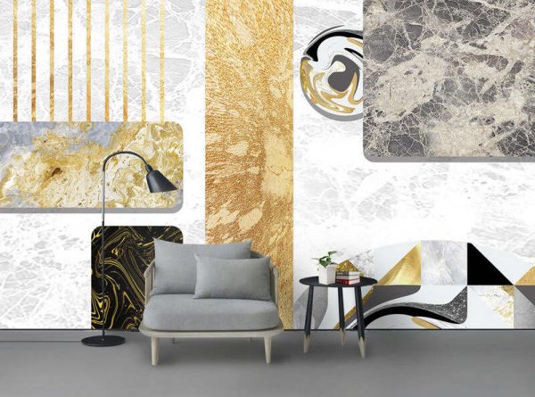 Modern Abstract Geometric Line Light Luxury Marble Background Wall
