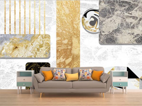 Modern Abstract Geometric Line Light Luxury Marble Background Wall - Image 3