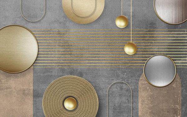 Modern Light Luxury Golden Geometric Shape Line Background Wall - Image 3