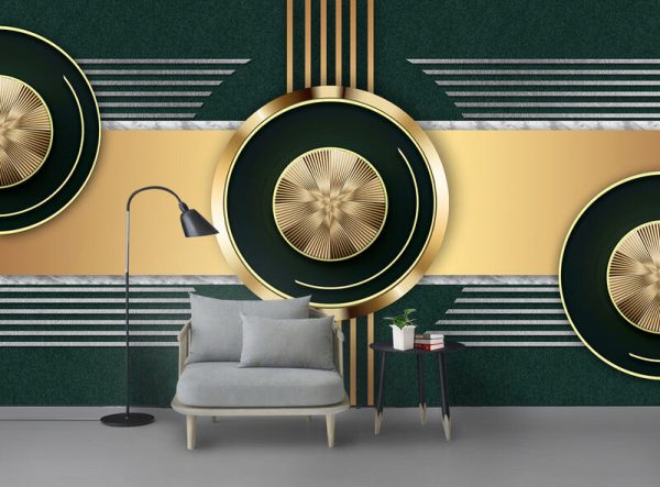 Modern Light Luxury Gold Texture Geometric Metal Splicing Background Wall