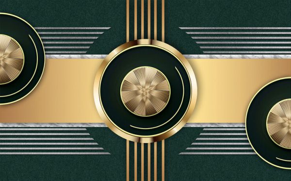 Modern Light Luxury Gold Texture Geometric Metal Splicing Background Wall - Image 2