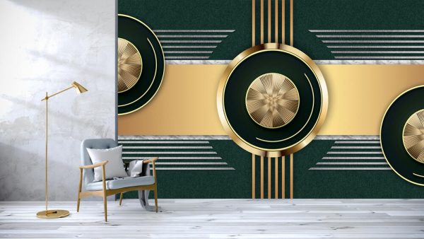 Modern Light Luxury Gold Texture Geometric Metal Splicing Background Wall - Image 3