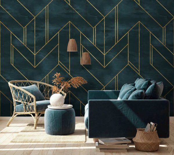 Seamless geometric pattern on paper texture. Art Deco background