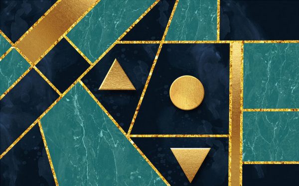 Modern Three-dimensional Geometric Graphic Golden Background Wall - Image 2