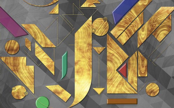New Modern Abstract Golden Geometric Contrast Colour Background Wall - Image 2