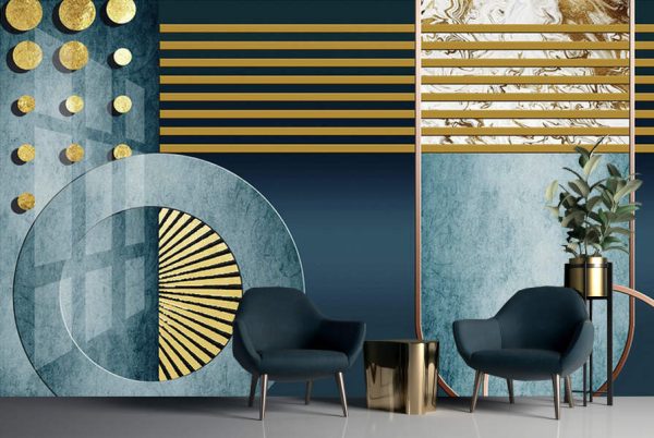 Modern Light Luxury Style Geometric Background Wall - Image 3
