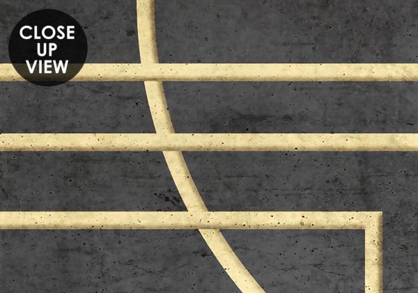 Grunge photo wallpaper with geometric abstraction on concrete background with gold elements. - Image 8