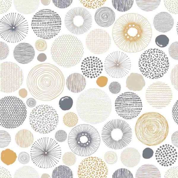 Abstract seamless pattern with circles textures. Vector doodle print in pastel colours on white background. - Image 2