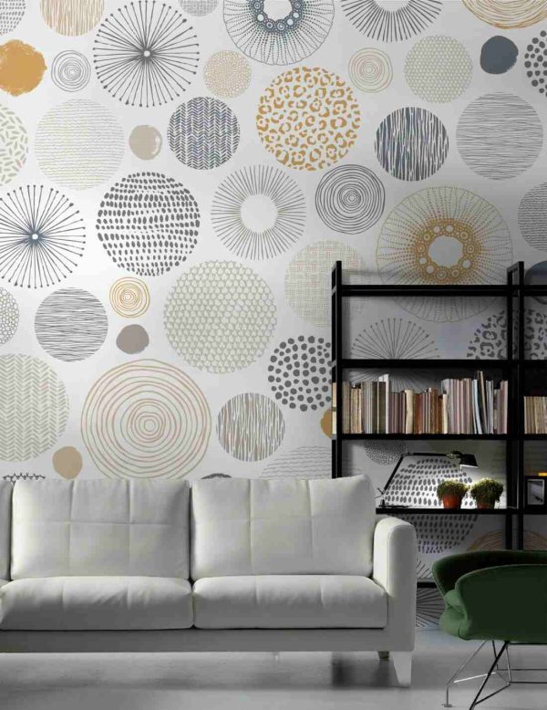 Abstract seamless pattern with circles textures. Vector doodle print in pastel colours on white background. - Image 3