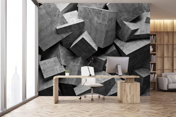 Concrete 3d cube wall background