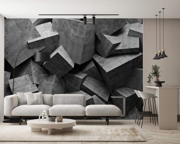 Concrete 3d cube wall background - Image 3