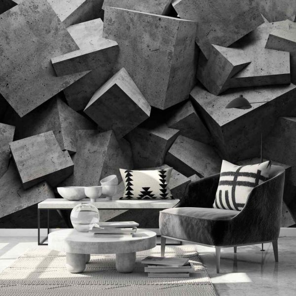Concrete 3d cube wall background - Image 4