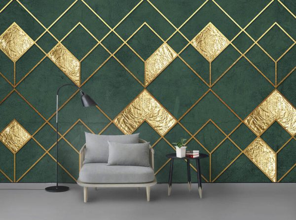Modern Light Luxury 3d Geometric Metal Line Wall Background