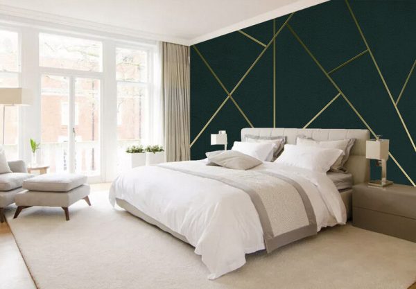 Modern Geometric Three-dimensional Golden Line Background Wall - Image 3