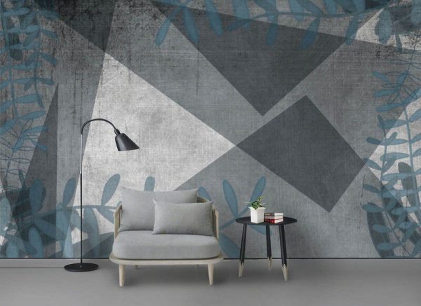 Tropical Plant Leaves Modern Geometric Background Wall - Image 2