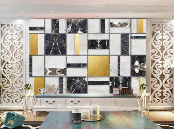 Modern Abstract Geometric Gold Foil Background Wall