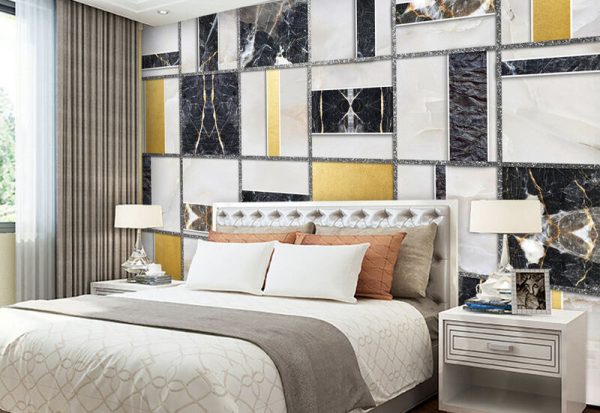 Modern Abstract Geometric Gold Foil Background Wall - Image 3