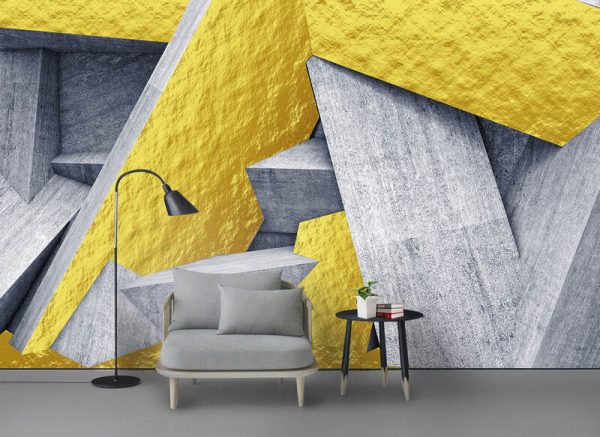 Modern Abstract Geometric Golden Background Wall