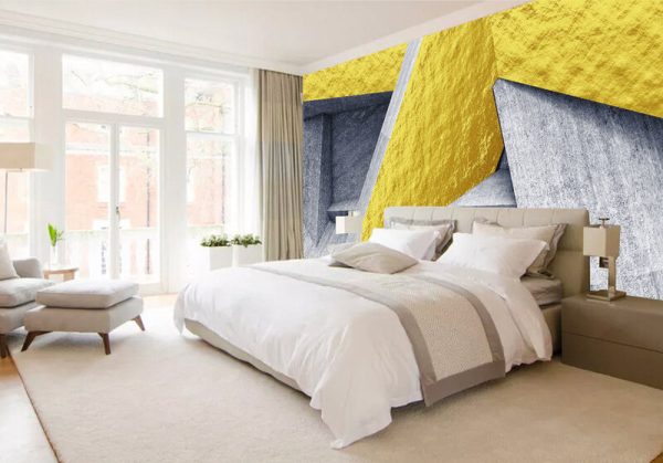 Modern Abstract Geometric Golden Background Wall - Image 3