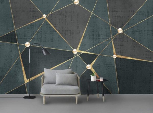 Modern Abstract Geometric Line Background Wall Mural - Image 2