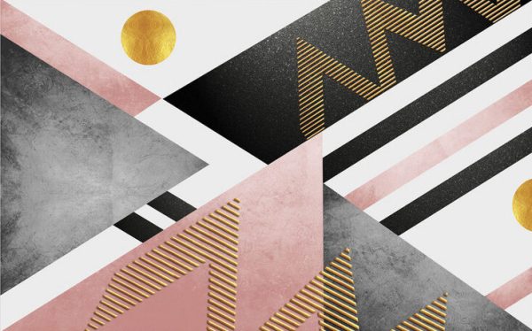 Modern Fashion Abstract Geometric Graphic Powder Black Gold Creative Background Wall - Image 3